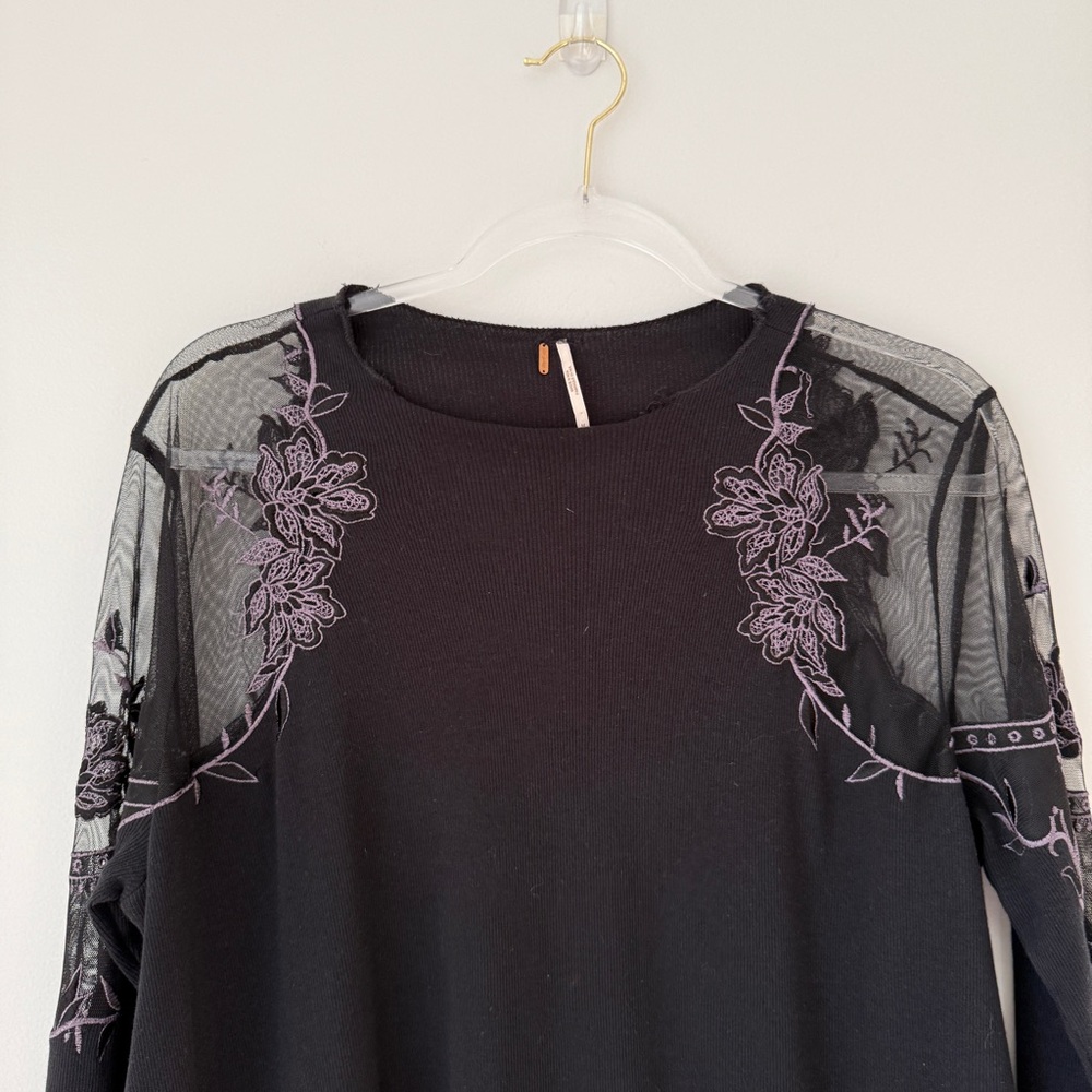 Free People Danielle Lace Shoulder Top Sz M - Picture 5 of 11